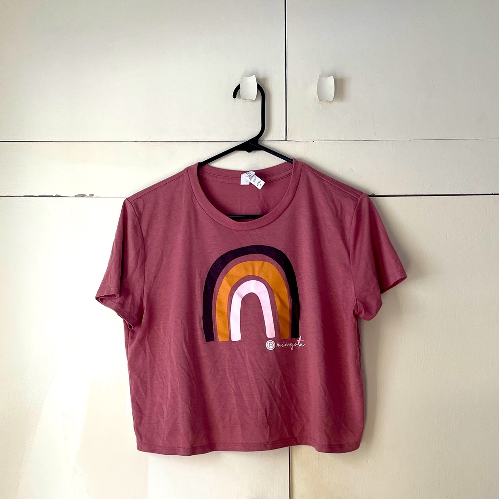 Cropped Minnesota screen printed baby tee